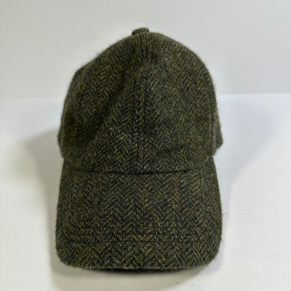 Orvis Mens Olive Green Herringbone Tweed 100% Wool strapback Dad Cap Hat